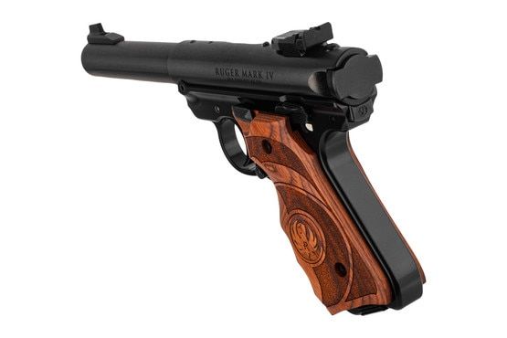 The Ruger Mark IV Target Pistol with a 5.5" Bull Barrel features a fixed front sight and adjustable rear sight
